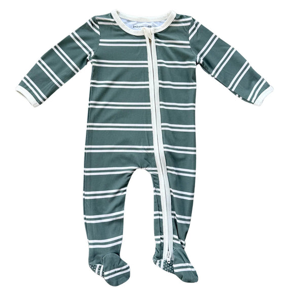 Baby Sprouts Footie in Pine Stripe