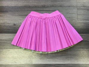 Baby Sara Pleated Faux Leather Skirt Pink