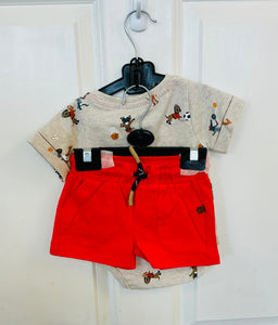 Biege 2pc Short Set Animal Sports