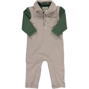 Me and Henry Arlington Romper in Cream/Green