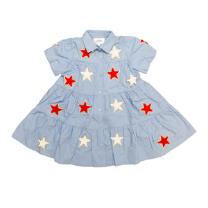 Belle Cher Light Blue/Red Chenille Star Dress