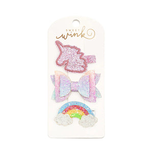 Sweet Wink Unicorn Rainbow Clip Set