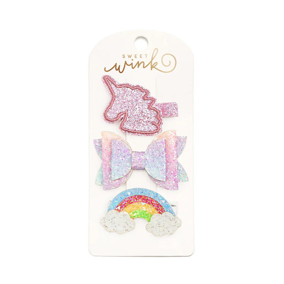 Sweet Wink Unicorn Rainbow Clip Set