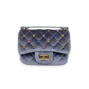 Doe a Dear Grey Colorful Sets Velvet Quilted Purse
