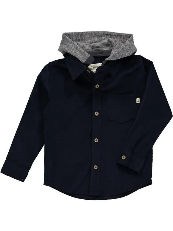 Me and Henry Erin Hooded Woven Shirt in Navy Cord
