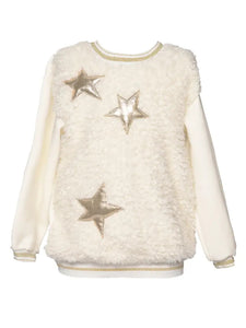 Hannah Banana Faux Sherling Tunic with Metallic Stars