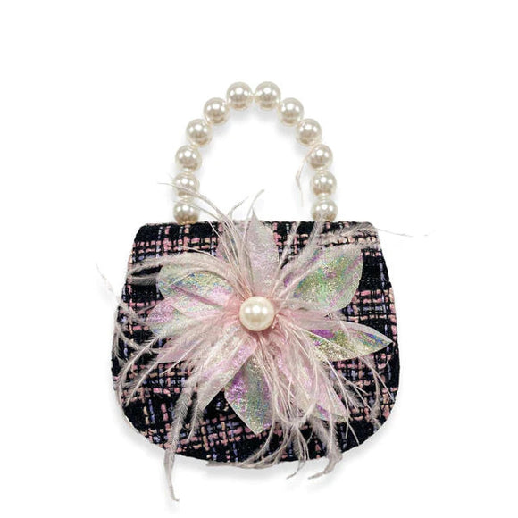 Doe a Dear Feathered Floral Tweed Purse