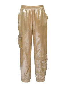 Hannah Banana Gold Metallic Cargo Pant