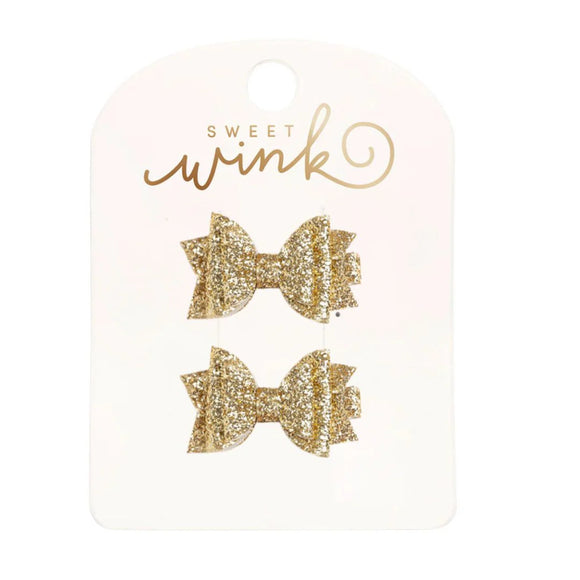 Sweet Wink Gold Glitter Bow Set
