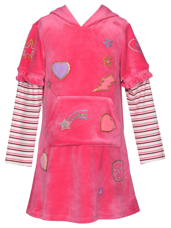 Baby Sara Velour Hoodie Dress