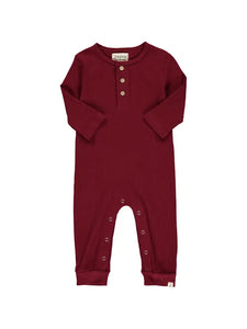 Me and Henry Mason Ribbed Romper in Burgundy