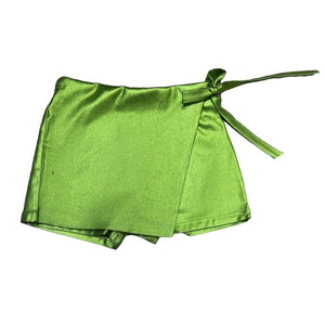 Little Olin Metallic Green Tie Skort