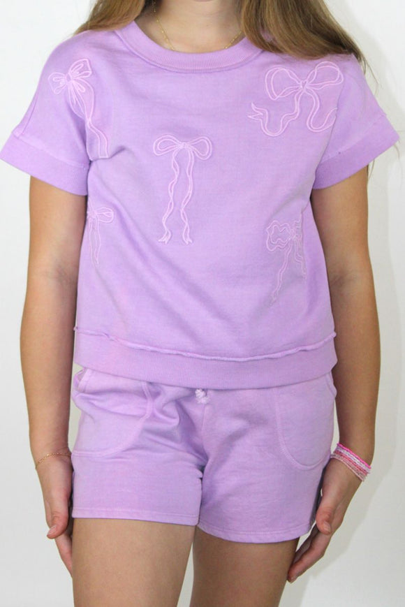 Paper Flower Acid Wash Orchid Shorts