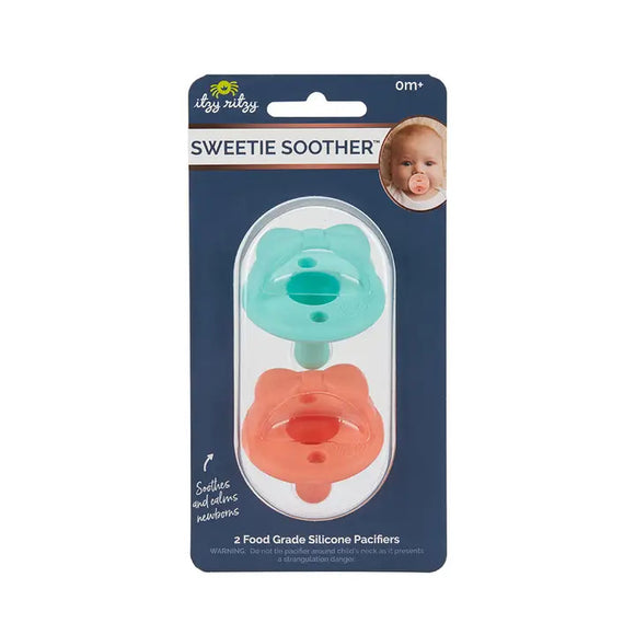 Itzy Ritzy Sweetie Soothers in Aqua/Coral