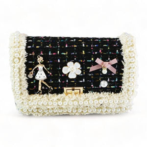 Doe a Dear Pearl Trimmed Purse Black