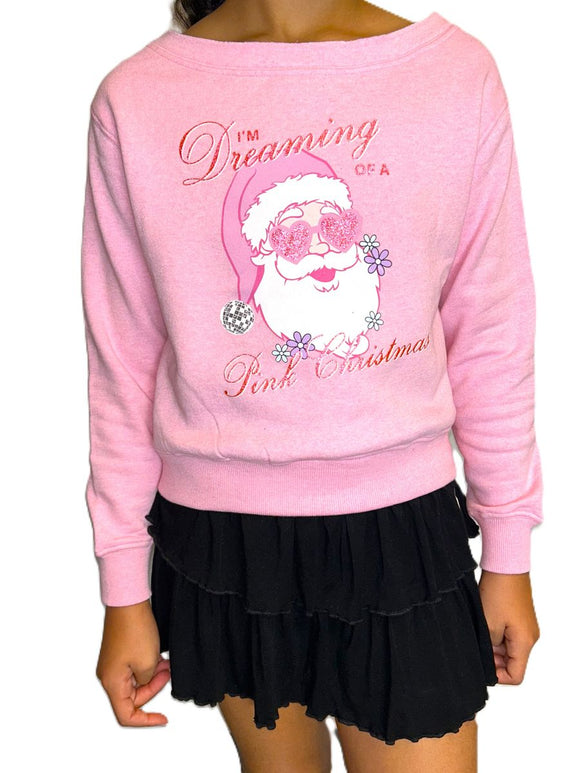 Paper Flower Dreaming of a Pink Christmas Sweatshirt