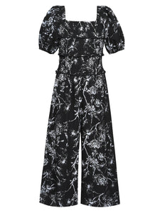 Hannah Banana Jumpsuit with Smocked Bodice