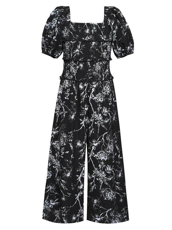 Hannah Banana Jumpsuit with Smocked Bodice