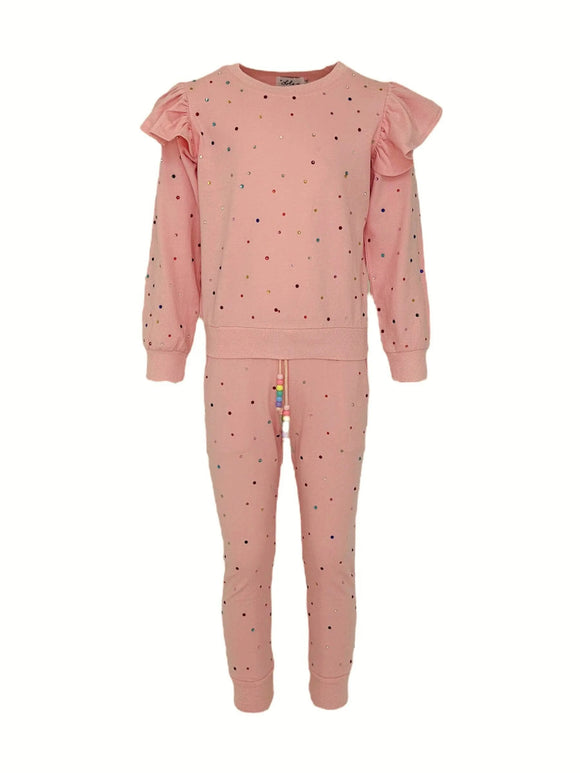 Lola Rainbow Crystal Ruffle Jogger Set