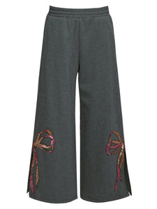 Hannah Banana Sequin Bow Knit Pant with Side Slits