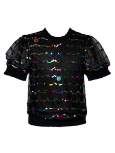 Hannah Banana Sequin Mesh Top