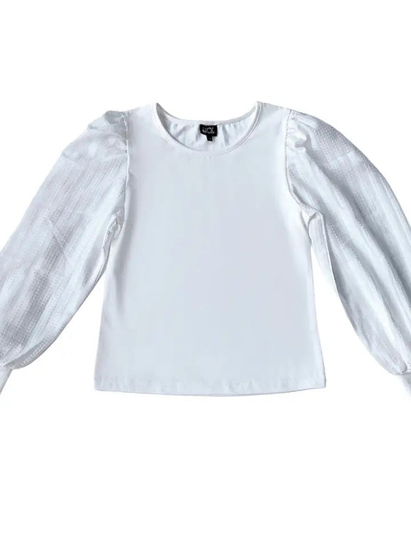 Little Olin White Textured top