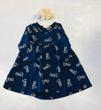 Greige Bamboo Dress in Navy