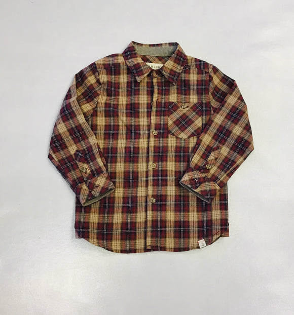 Me and Henry Brown/beige plaid woven shirt