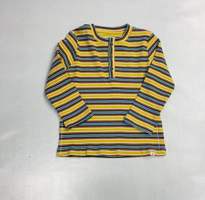 Me and Henry Irwin Mustard/blue/white striped ribbed henley