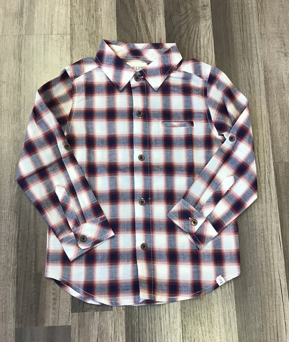 Me and Henry Atwood Woven Shirt Cream Plaid