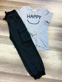 Hannah Banana "Happy" Tie Front Shirt