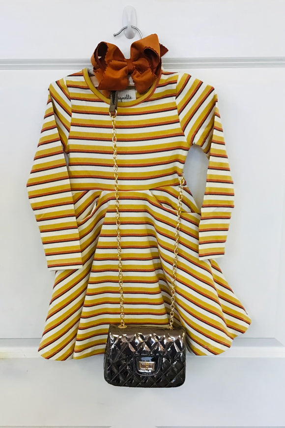 Vignette Merlie Dress Gold Stripe