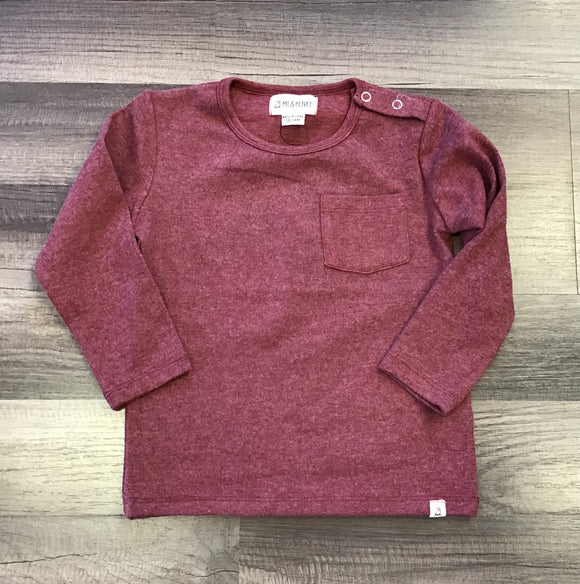 Me and Henry Tellico Solid Brushed Tee Maroon