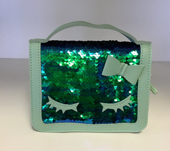 Doe a Dear Sequined handle purse with eyelashes - Green